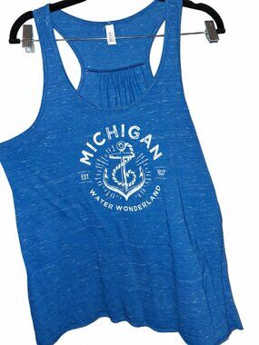 Bella + Canvas Michigan Water Wonderland Blue Racerback Tank Top XL Graphic Beac